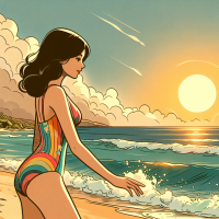 صورة بنت بملابس سباحة