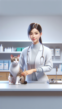 دكتورة بيطرية تفحص قطة 