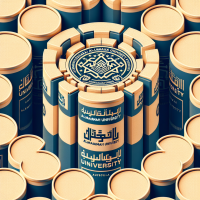 سويلي صورة علب اسطوانية مع شعار جامعة المجمعة 